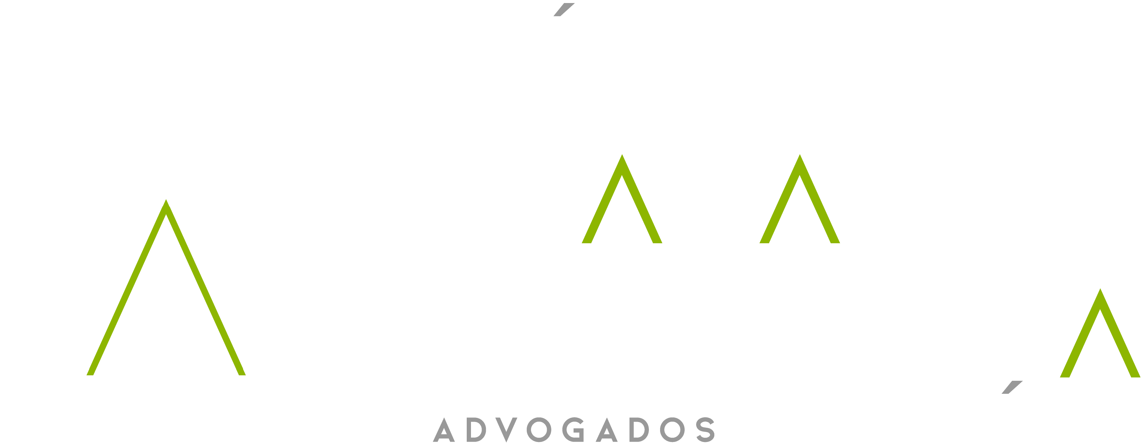 Logo do GBM Law / Góis Braga Mendonça Advogados, em versão com letras em branco e detalhes em verde, com fundo transparente